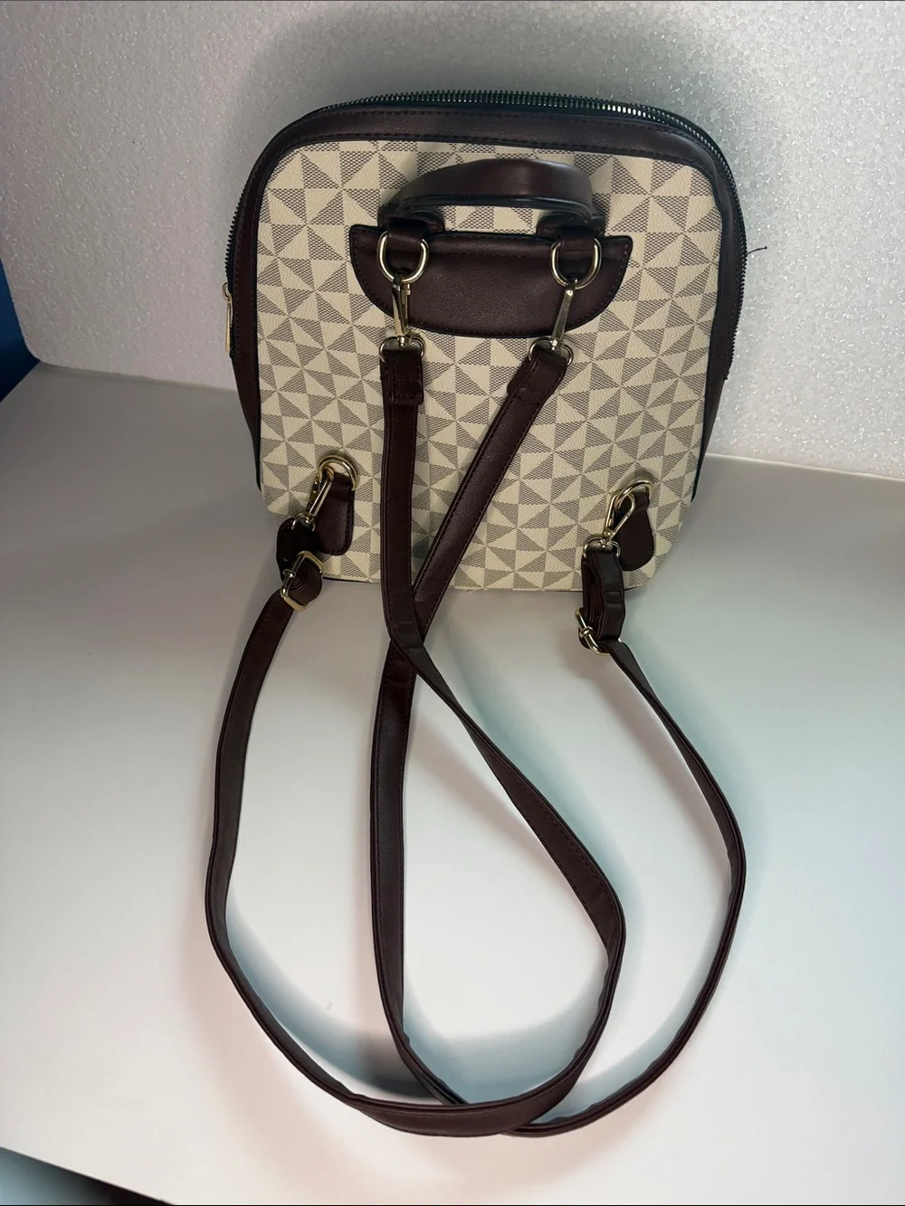 Beige Geometric Crossbody Bag - Unbranded